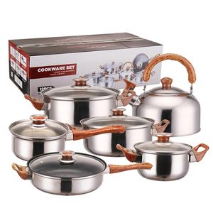 Commercio all'ingrosso della fabbrica 12 pezzi secchio del latte pentole da cucina pentole da cucina antiaderente Set di pentole da cucina Juego de utensilios con 6 coperchi - Product Image 3