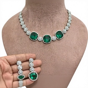 Classique meilleure qualité blanc polonais CZ pierres Look collier ensemble avec boucles d'oreilles fête de mariage porter Collection bijoux pour les femmes - Product Image 2