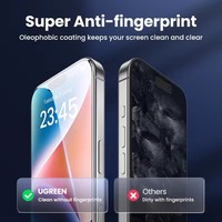 UGREEN Lot de 2 films de protection d'écran transparents 2.5D haute clarté en verre trempé pour iPhone 17 16 15 Pro Max
