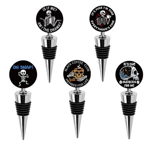 Wholesale crystal skull bottle stoppers, fun Halloween style, detachable bone design, perfect for sealing <b>wine</b> bottles. - Product Image 1