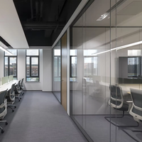 Modern Customized Double Glass Partition for Office Home School & Hospital Soundproof Wall with Aluminium Interior