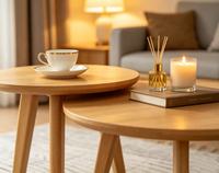Tables basses gigognes modernes en bois massif, style scandinave, avec tiroirs de rangement multifonctionnels, ensemble de meubles de salon