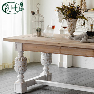 Mesa de Centro de Madera Maciza Estilo Retro Europeo, Rectangular, con Columnas Romanas Talladas, para Sala de Estar, Casa de Huéspedes o Cafetería - Product Image 3