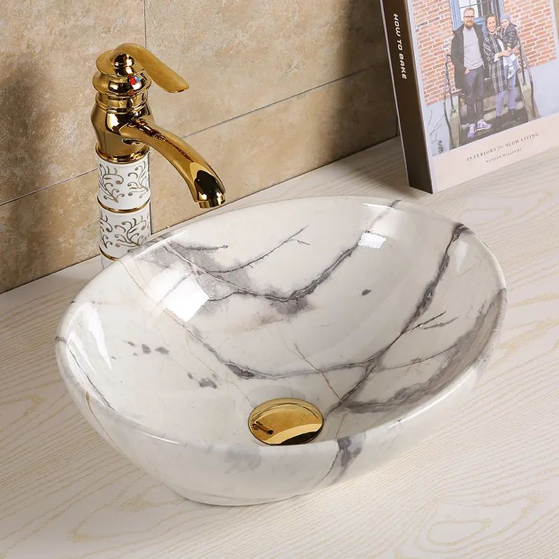 सफेद संगमरमर पत्थर वॉश बेसिन के साथ बाथरूम के लिए अच्छा डिजाइन