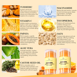 Máscara em Bastão de Argila e Cúrcuma para Cuidados Naturais com a Pele, Purificante, Limpeza Profunda, Controle de Oleosidade e Hidratação, Máscara de Chá de Cúrcuma - Product Image 3