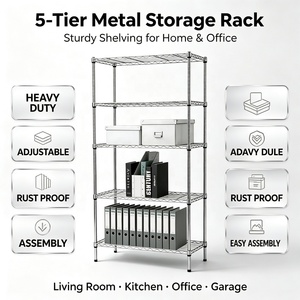 5-tier chrome assembler étagères en treillis métallique pour le stockage - Product Image 3