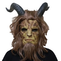 Masque de taureau cornu de démon pour Halloween, masque amusant de cosplay de tête de taureau, monstre animal avec des accessoires de cheveux, masque de monstre amusant