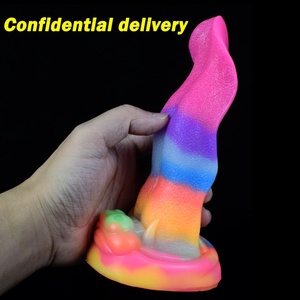 FAAK Juguetes Sexuales Anales de Silicona con Forma de Lengua de Lobo, Coloridos, Gruesos, con Ventosa, Brillan en la Oscuridad, Dildo Animal para Juegos Sexuales Femeninos - Product Image 3
