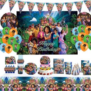 <span class=keywords><strong>Encanto</strong></span> Thème Fête D'anniversaire Décoration Fournitures Vaisselle Jetable Ensemble Feuille Ballon Bannière Enfants Fête Fournitures Faveur - Product Image 2