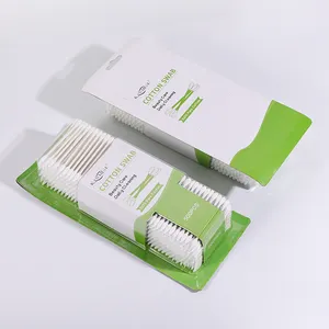 500pcs Branches Apical Platycephaly White Paper Stick Cotton Buds With Card Suction Packaging