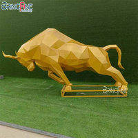 Statue de taureau de Wall Street en acier inoxydable, sculpture métallique 3D soudée