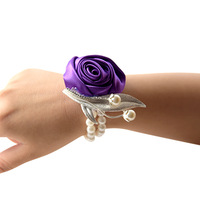 Homme Mariage Boutonnière Soie Roses Poignet Corsage Bracelet Demoiselle D'honneur Fleurs Témoin Boutonnière Costume Accessoires