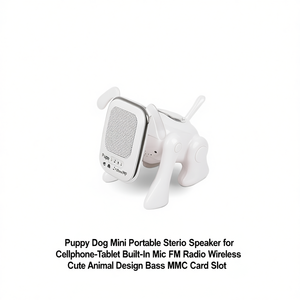 Mini haut-parleur stéréo portable pour téléphone portable/tablette, avec micro intégré, radio FM, sans fil, design animal mignon, basses, fente pour carte MMC - Product Image 1