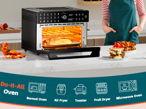30L điện nồi chiên không khí lò 18 cài sẵn menu + nấu ăn kép Countertop đối lưu Lò nướng bánh Pizza Lò nướng bánh mỳ Combo 4 phụ kiện cơ bản - Product Image 2