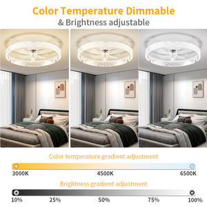 Ventilateur de plafond à montage encastré à 7 pales de 15,8 pouces, ultra fin, LED à 3 couleurs à intensité variable, moteur DC silencieux, application et télécommande, avec minuterie - Product Image 3