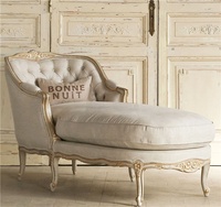 Chaise longue de loisirs en bois massif rembourrée, style antique français, très vendue, pour salon de villa, mobilier d'intérieur