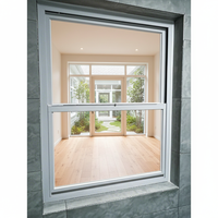 Fenêtre coulissante verticale de style américain, de haute qualité, personnalisée, avec cadre en alliage d'aluminium moderne, rail inférieur suspendu, en acier inoxydable résistant à la chaleur