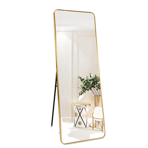 Modern <b>Framed</b> Luxury Full Body <b>Large</b> Free Standing Glass Dressing Mirror Black Vanity for Living Room Home Decor - Product Image 4