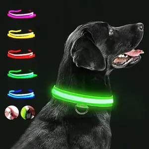 Kalung anjing LED elektronik, kerah anjing LED reflektif dapat disesuaikan untuk malam hari, anjing Anti hilang
