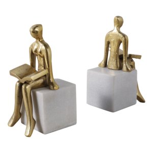 Fermalibri moderni in marmo con statuetta decorativa per scaffali, armadi e librerie, elegante decorazione per la casa - Product Image 3
