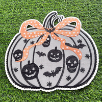 Sewill Patchs en chenille thermocollants personnalisés grand format, à paillettes et sequins, motifs Citrouille, Fantôme, Crâne, pour Halloween, pour veste, sweat à capuche, sac à dos