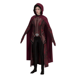 Costume de sorcière rouge pour soirée dansante, costume de cosplay pour femmes adultes, tenue de film et de télévision avec cape, leggings et haut - Product Image 4