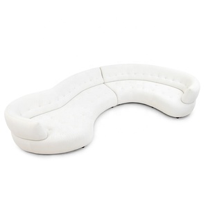 Sofá seccional curvo personalizado Boucle blanco grande de diseñador de alta calidad sofá de tela modular conjunto de sofá muebles de sala de estar - Product Image 4
