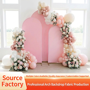 Copertura per fondale in tessuto rosa a forma di arco rotondo per matrimoni, feste e sale per eventi - Product Image 4