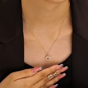 Conjunto de joyería de moda con forma de flor, aleación de cobre, microincrustaciones de circonita, collar y aretes, regalo para mujer - Product Image 2
