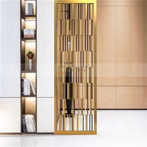 M133 Modern Classic Gold Stainless Steel Waterproof Translucent Laser Cut <b>Screens</b> Room Dividers Customized Design Movable Hotel - Product Image 1
