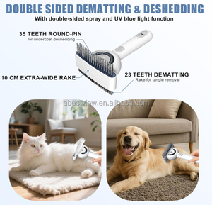 Brosse de toilettage pour animaux de compagnie rechargeable et étanche, prête à l'emploi en usine, double jet de brume, dents en acier inoxydable, démêlage et élimination des poils, pour la maison - Product Image 3