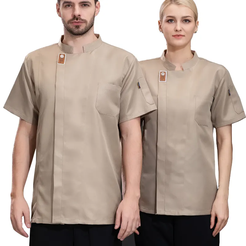 Abrigo de Chef personalizado camisa de manga corta de cocina para hombres chaqueta impermeable de trabajo uniforme de ropa de Chef