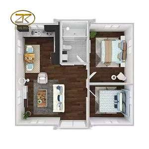 豪华便携式厕所中国大20英尺工业预制别墅小房子，带阳台和客厅 - Product Image 2