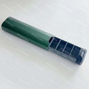 2024 Factory Outlet Green Aluminium Simple Daily Organizer 7 Compartments Portable Case Pill Box to Hold Vitamins Custom - Product Image 2