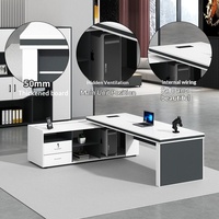 Set Scrivania Direzionale a L in Legno Stile Industriale Moderno Semplice con Sedia, Arredamento Ufficio Personalizzabile per Manager Singolo