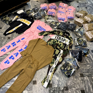 ITRAPP Men's Streetwear <b>Tracksuit</b> Set Crew Neck Print <b>Camouflage</b> Pink Khaki Sweatshirt Pants Winter Woven Breathable 100% Cotton - Product Image 1