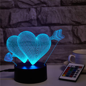 Lámpara led <span class=keywords><strong>de</strong></span> acrílico 3d estilo Corazón <span class=keywords><strong>de</strong></span> amor para Día <span class=keywords><strong>de</strong></span> San Valentín, romántica, decoración <span class=keywords><strong>de</strong></span> escritorio, regalo para amante - Product Image 3