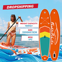 Planche de paddle gonflable orange en gros pour dropshipping, fournie directement par l'usine, avec ailerons de paddle, en matériau Drop Stitch PVC/EVA