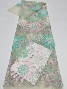 Patrón de planta Colorido Lentejuelas Bordado Vestido de <span class=keywords><strong>mujer</strong></span> <span class=keywords><strong>Chaleco</strong></span> Disfraces de rendimiento Tela de lentejuelas Encaje - Product Image 3