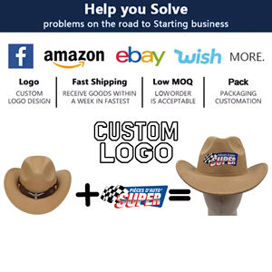 Logotipo personalizado, Cinturones de lana de lujo para hombre estilo western, Llavero unisex estilo Texas Ranger, Hebilla de cinturón al por mayor, Sombreros Fedora de vaquero - Product Image 2