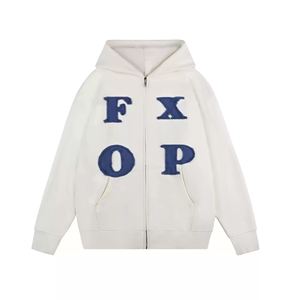 Sudadera con Capucha Extra Grande, Transpirable, con Letras Bordadas, 100% Algodón de Alta Calidad del Fabricante, 420 g/m², con Cierre y Estilo Desgastado - Product Image 4