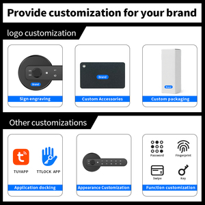 กุญแจล็อคอัจฉริยะแบบสแกนลายนิ้วมือ Tuya TTLock App สำหรับแป้นกดรหัส  วัสดุโลหะผสมสังกะสี  รองรับการ์ดห<span class=keywords><strong>น</strong></span>่วยความจำ  กระจก  สำหรับบ้าน สำ<span class=keywords><strong>น</strong></span>ักงา<span class=keywords><strong>น</strong></span>  ระบบรักษาความปลอดภัย  รองรับ OEM  ปรับแต่งได้ - Product Image 6