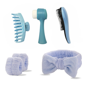 Ensemble de 6 outils de beauté avec bandeau, bracelet, pinces <span class=keywords><strong>à</strong></span> cheveux, peigne, kit combiné d'outils de soin et de maquillage, accessoires capillaires <span class=keywords><strong>pour</strong></span> le lavage du visage - Product Image 1