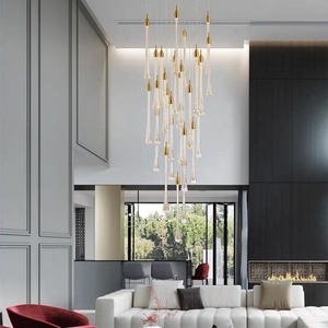 Zeal Lighting Modern Decorative Led Staircase Pendent Gold <b>Crystal</b> <b>Chandelier</b> <b>Light</b> for villa - Product Image 3