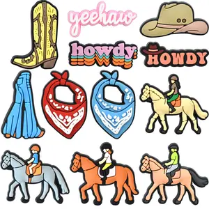 New arrival PVC shoe charms Cowgirl series shoes accessories Western America style clog charms wholesale