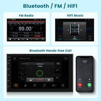 Autoradio Android Podofo 2 Din 2+64 Go 7 pouces avec Carplay et Android Auto sans fil, GPS, WIFI, BT, FM, RDS, Hifi, prise en charge de la caméra AHD