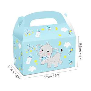 กล่องของขวัญบรรจุภัณฑ์กระดาษแบบกำหนดเองสำหรับขนมไหว้พระจันทร์ ช็อกโกแลต ลูกอม คุกกี้ คัพเค้ก ของปาร์ตี้ช้างสีน้ำเงิน - Product Image 5