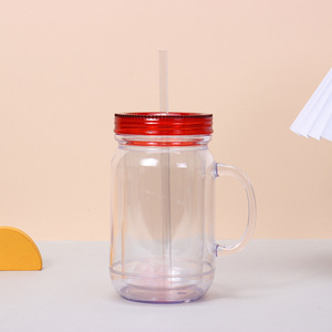 New 20oz AS <strong>Plastic</strong> Snow Globe Mason Jar Acrylic <strong>Double</strong> <strong>Wall</strong> <strong>Tumbler</strong> Cups Mason Jar Snowglobe <strong>Bulk</strong> With Colored Lid and Straw - Product Image 4
