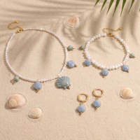 Collier tendance personnalisé en gros, style île marine, perles colorées, thème océanique, pendentifs animaux marins en émail, breloques mode