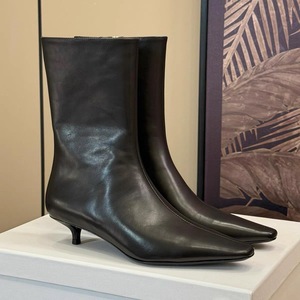 Botines Vintage de Tacón Bajo y Punta Cuadrada con Cremallera Lateral, Botas de Moda a Media Pantorrilla - Product Image 2